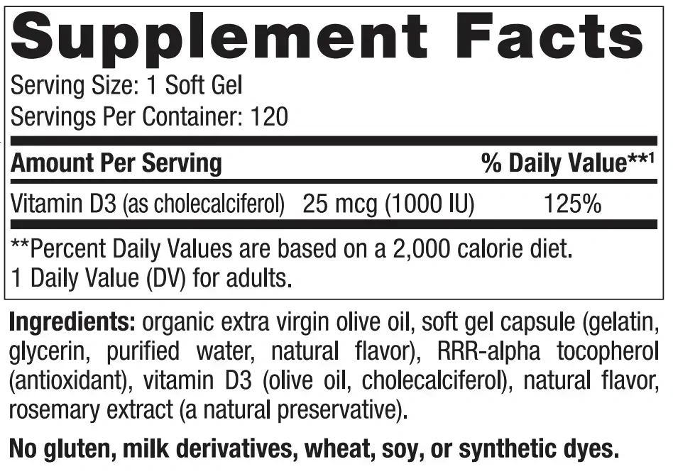 Product image for Vitamin D3 1000.