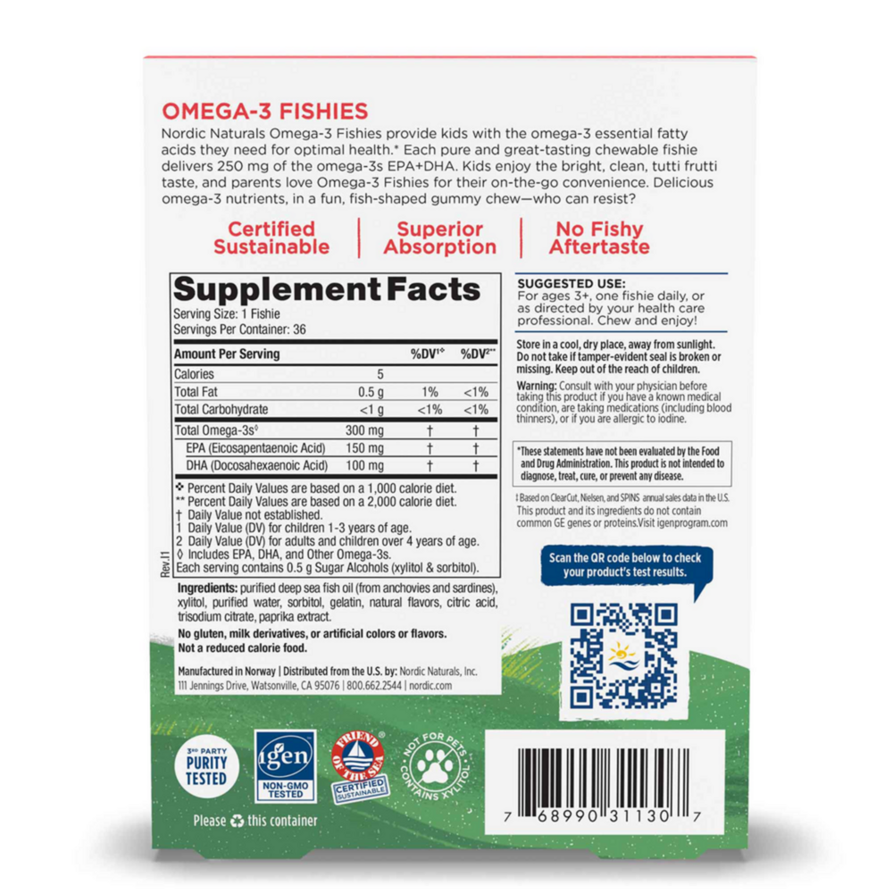 Product image for Zero Sugar Omega-3 Fishies.