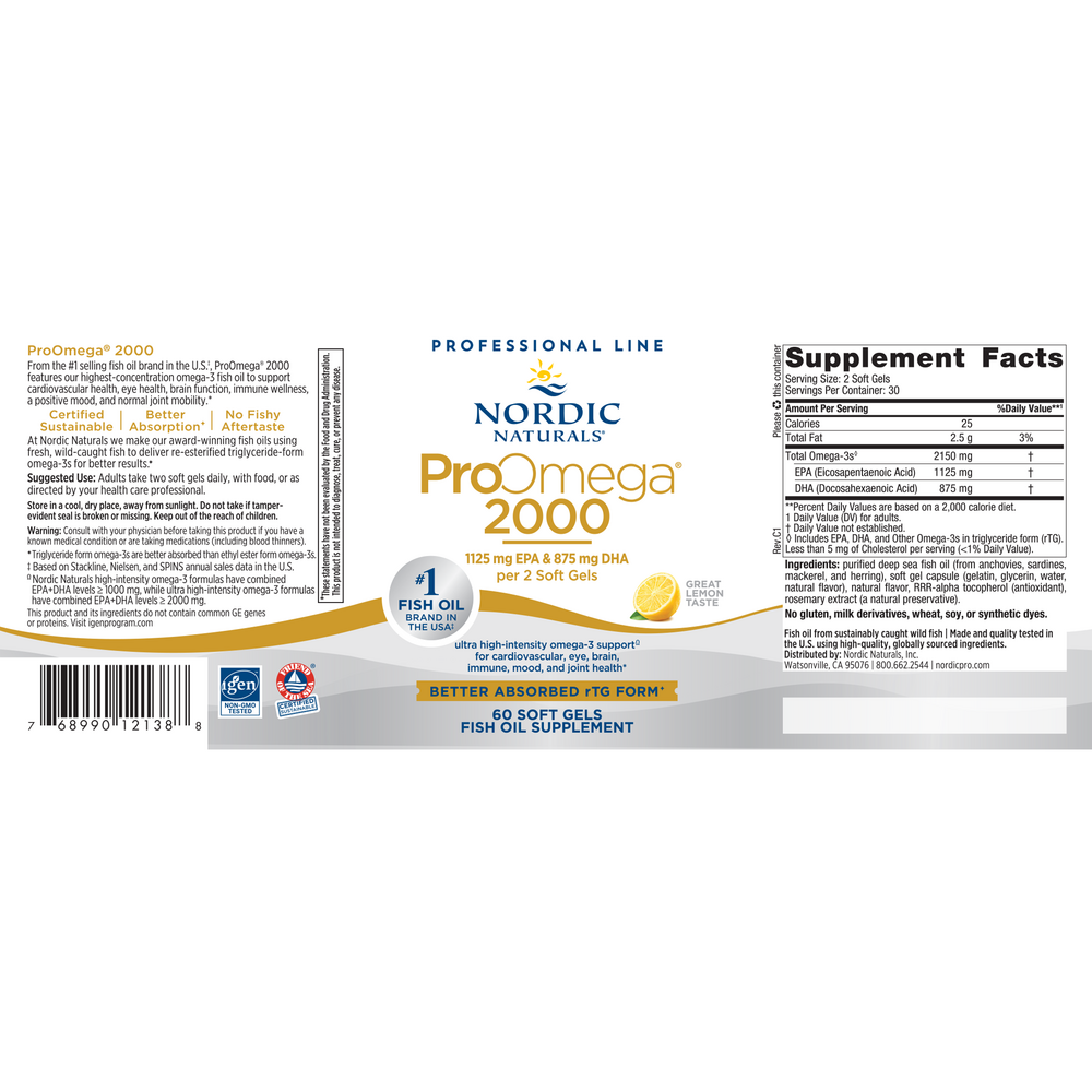 Product image for ProOmega® 2000, Softgels, Lemon.