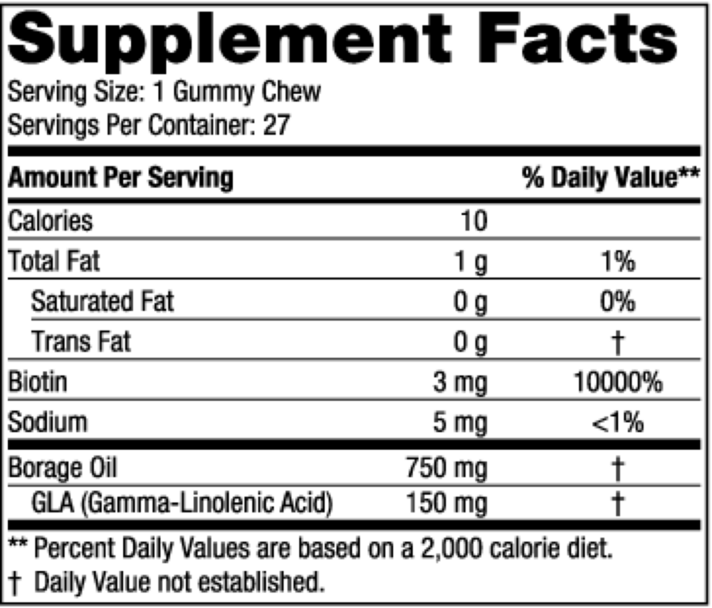 Product image for Zero Sugar Hair &amp; Skin Gummy Chews.