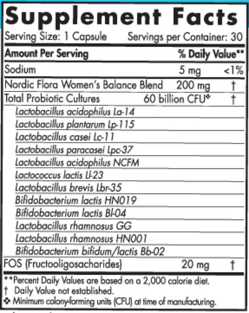 Product image for Nordic® Flora Probiotic Women&#39;s Balance.