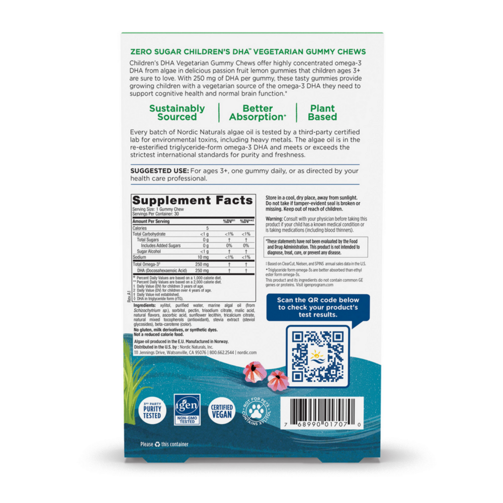 Product image for Zero Sugar Children's DHA™ Vegetarian Gummy.