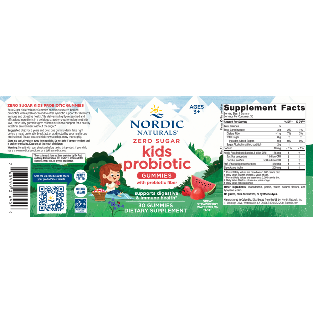 Product image for Zero Sugar Kids Probiotic Gummies.
