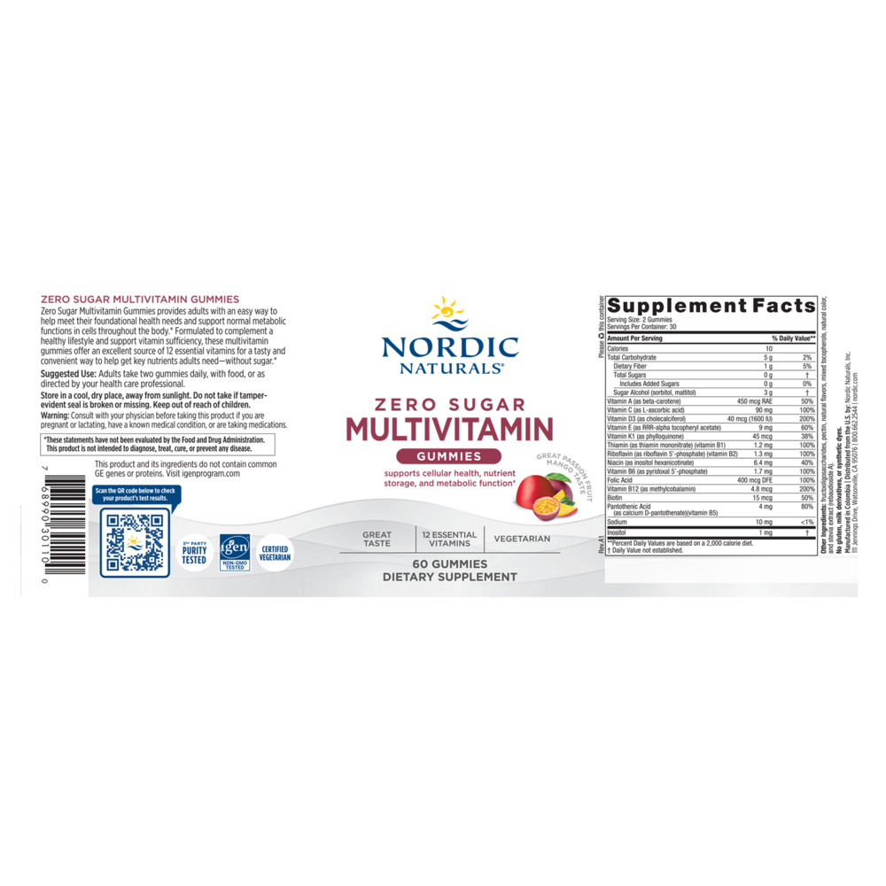 Product image for Zero Sugar Multivitamin Gummies.