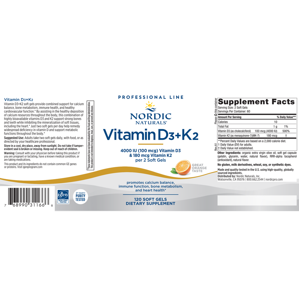 Product image for Vitamin D3+K2, Orange.