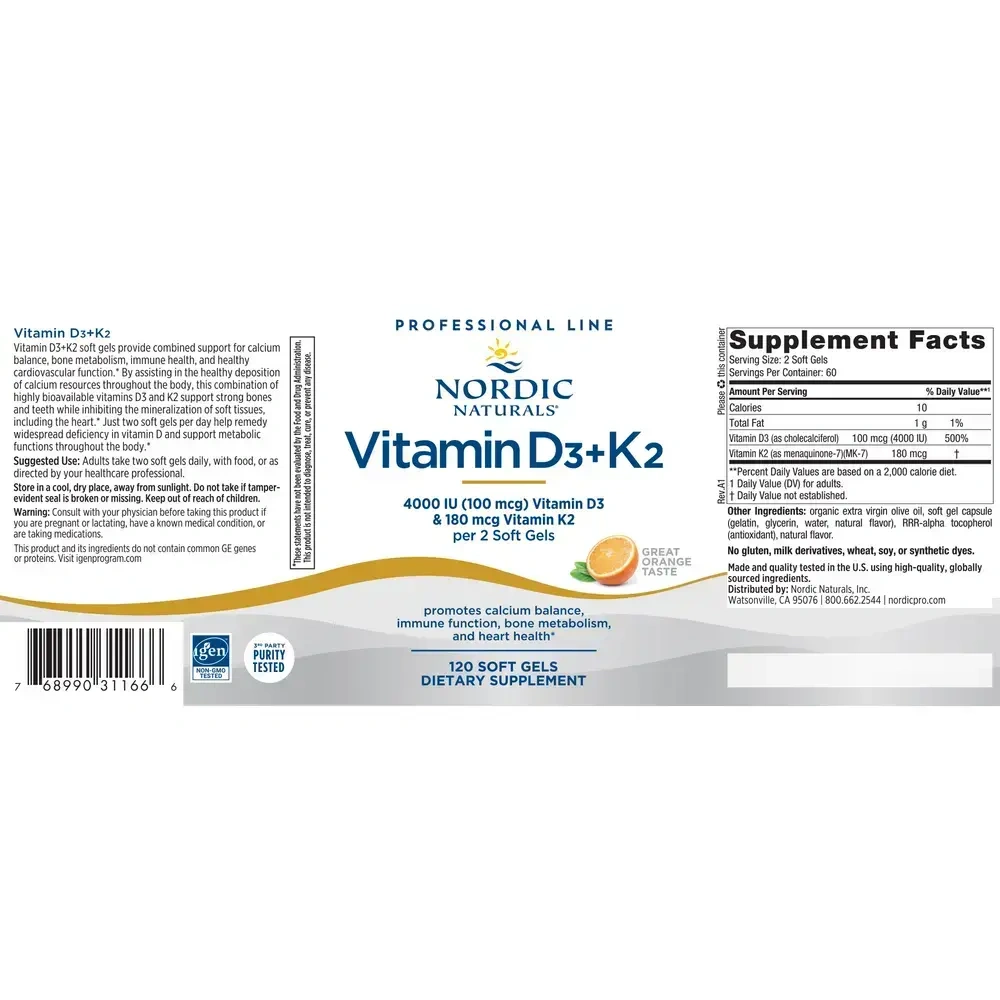 Product image for Vitamin D3+K2, Orange.