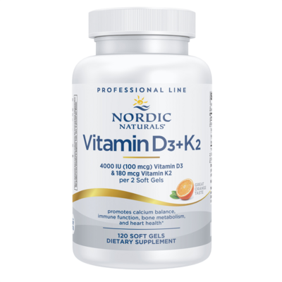 Vitamin D3+K2, Orange 120 Softgels