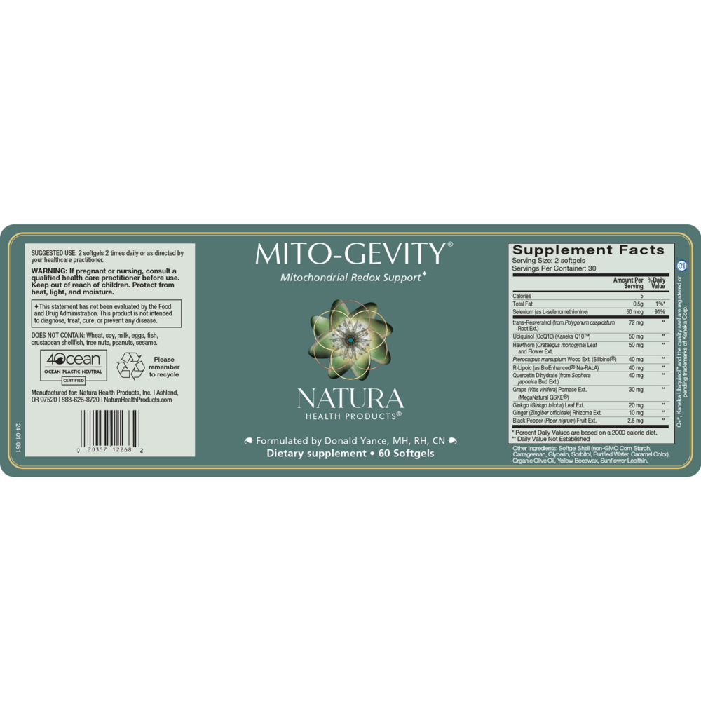 Product image for Mito-Gevity Mitochondrial Redox Support.