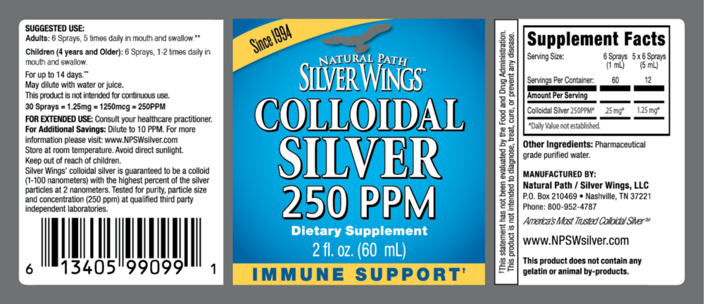 Product image for Colloidal Silver 250 PPM Spray.