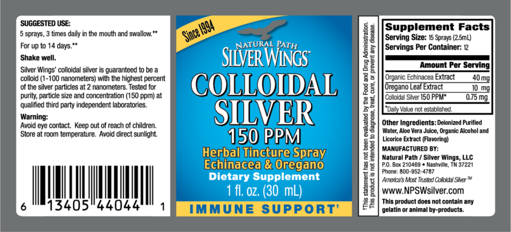 Product image for Colloidal Silver 150 PPM Herbal Spray.