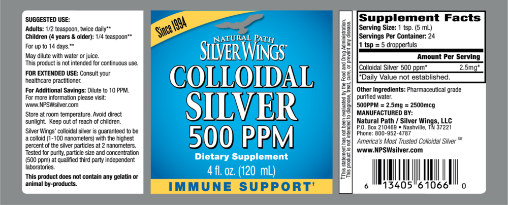 Product image for Colloidal Silver 500PPM.