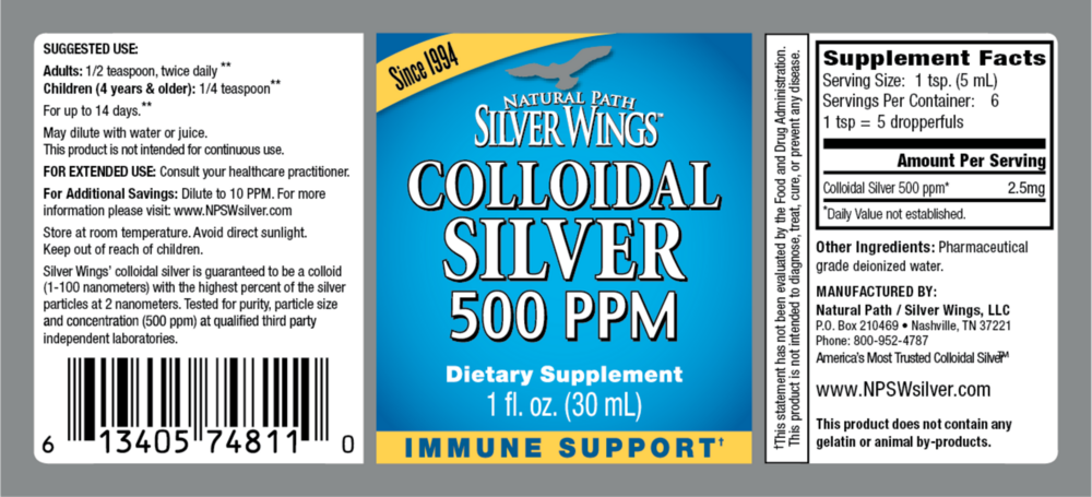 Product image for Colloidal Silver 500PPM.