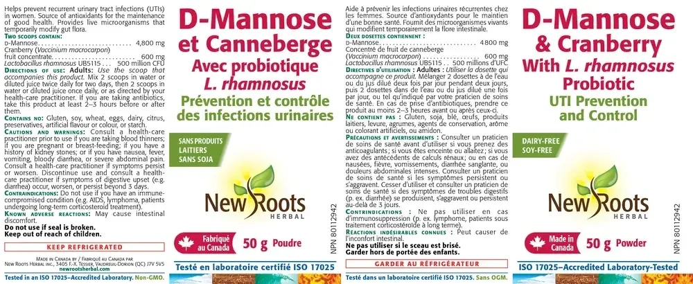 Product image for D-Mannose and Cranberry with Probiotics.