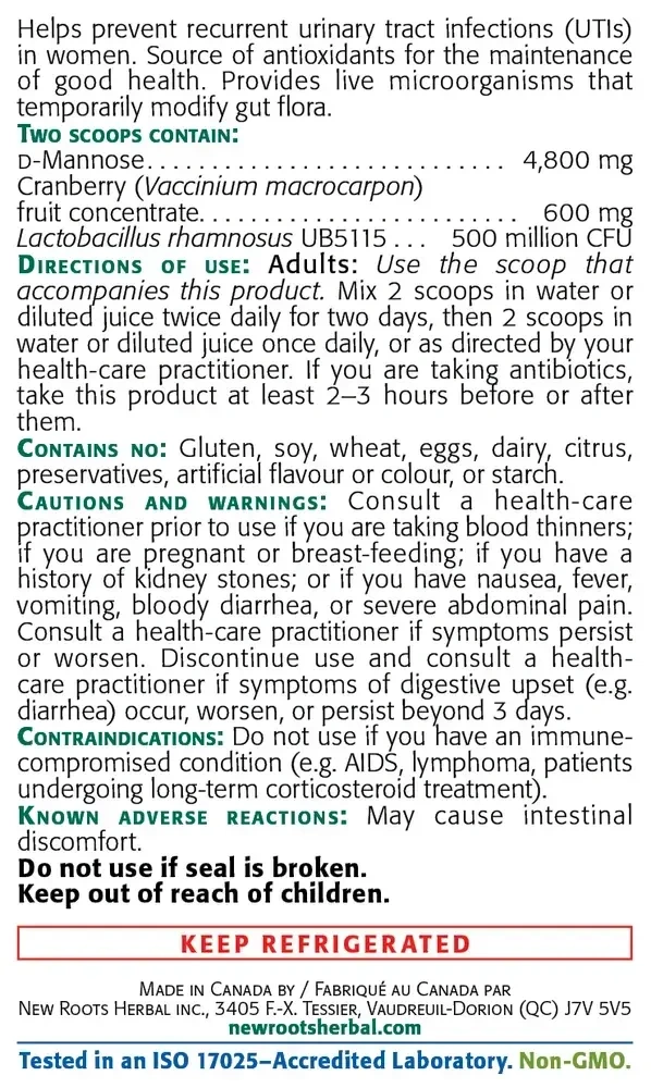 Product image for D-Mannose and Cranberry with Probiotics.