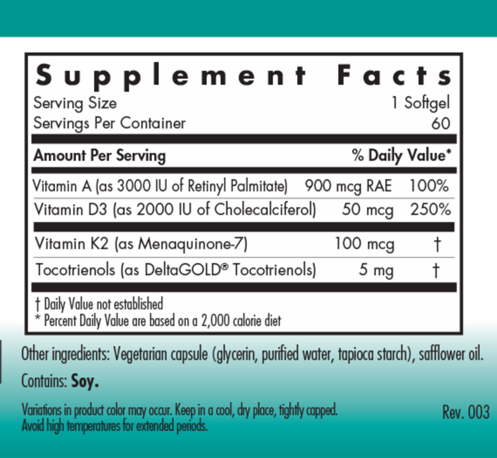 Product image for Vitamin D3 Complete Daily Balance with A and K2.