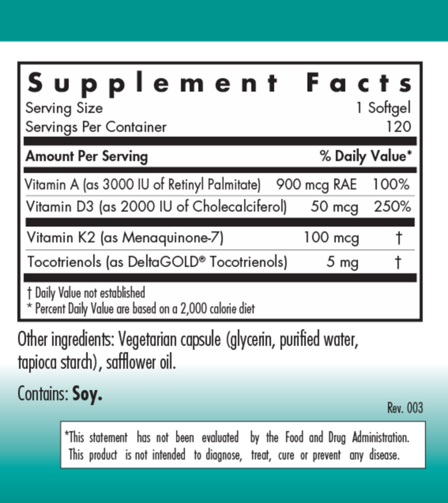 Product image for Vitamin D3 Complete Daily Balance with A and K2.