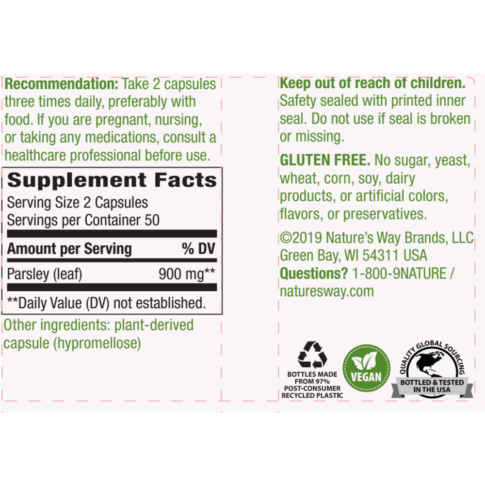 Product image for Parsley Leaf 450mg.
