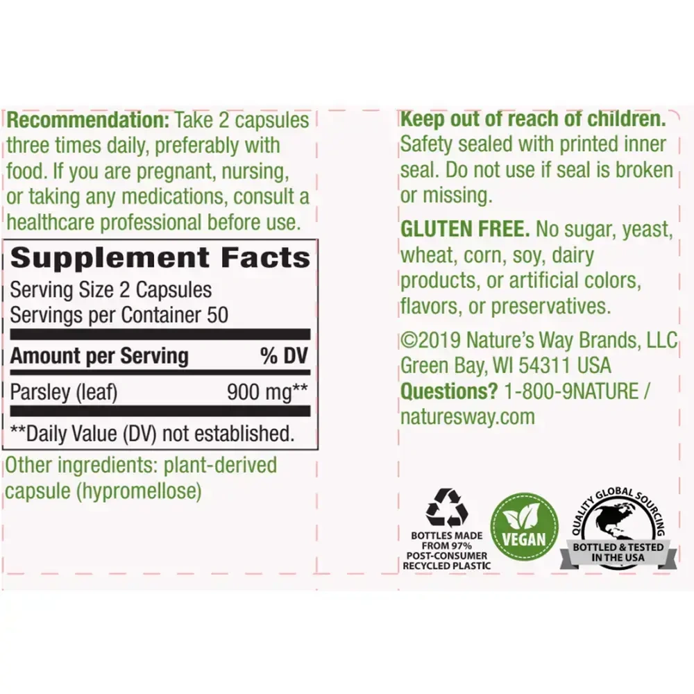 Product image for Parsley Leaf 450mg.