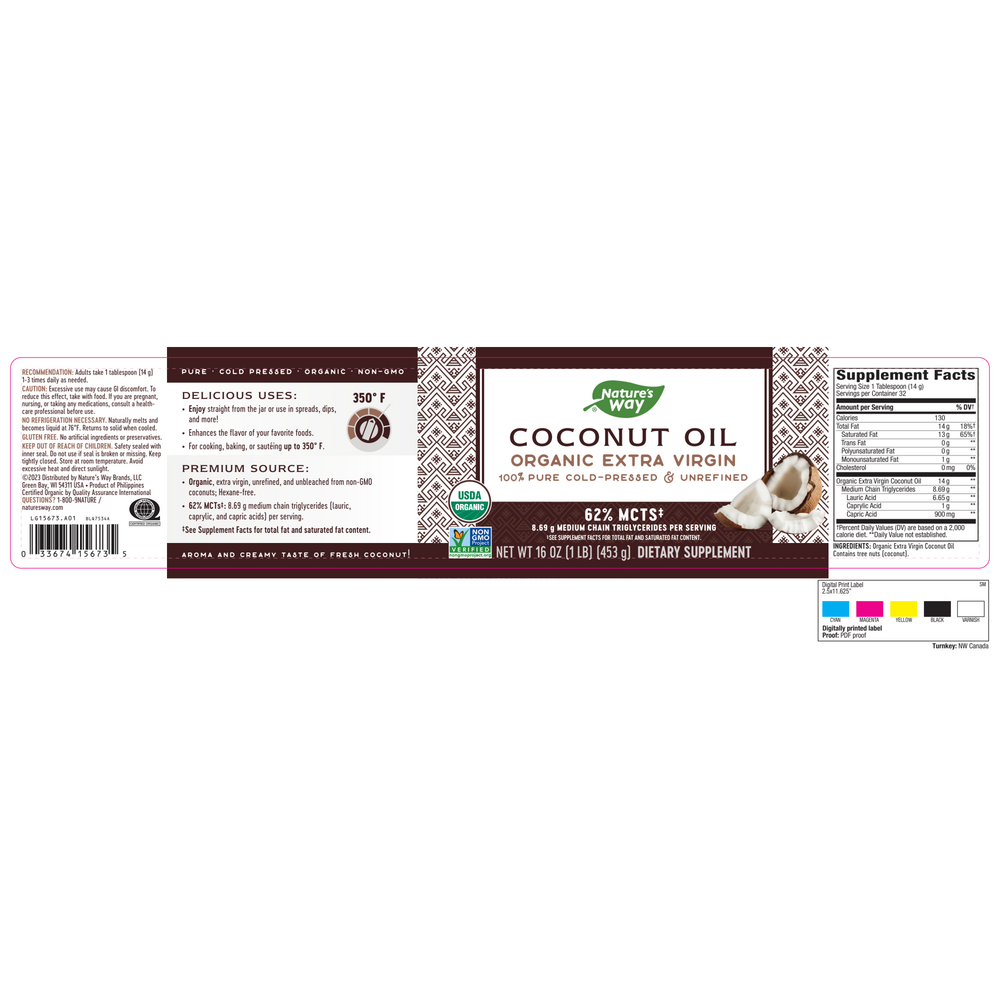 Product image for Organic Extra Virgin Coconut Oil.