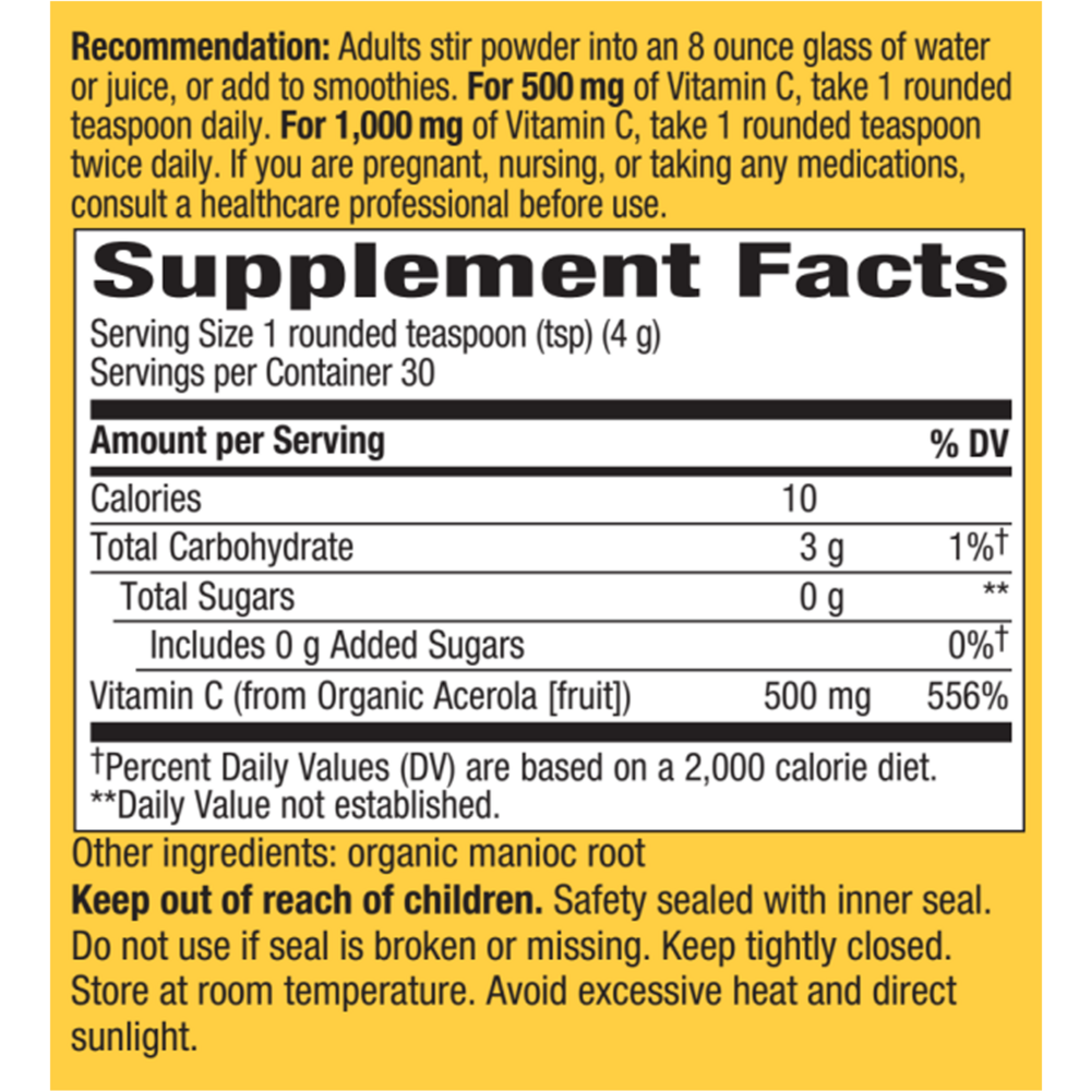 Product image for Alive! Organic Vitamin C powder.