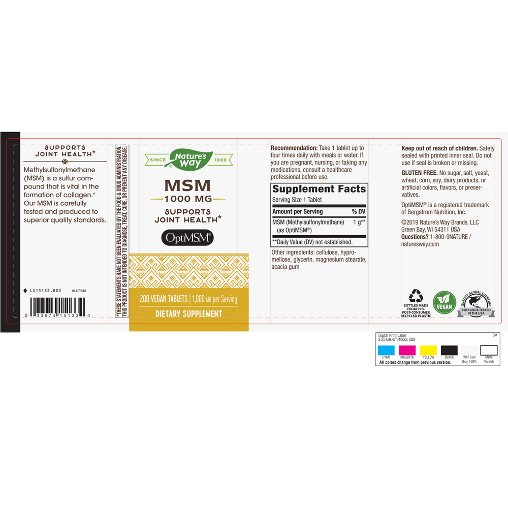 Product image for MSM 1000mg.