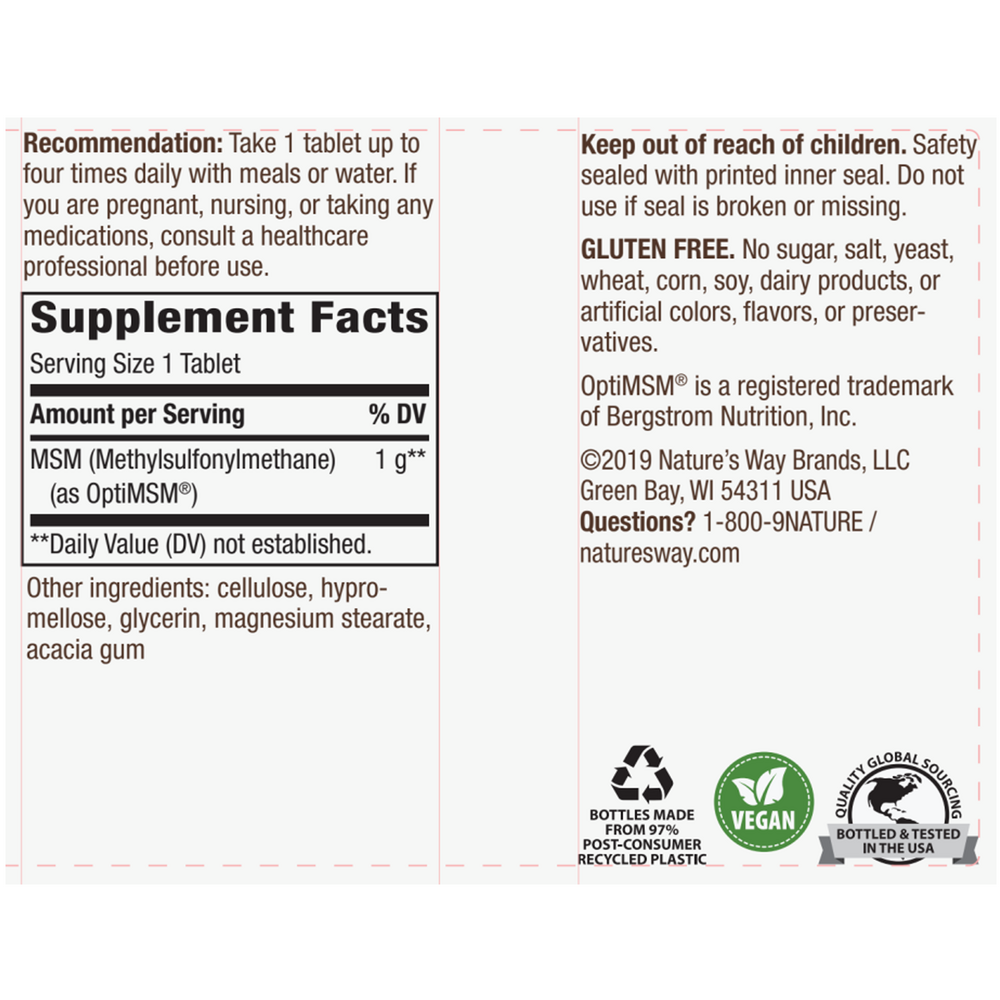 Product image for MSM 1000mg.