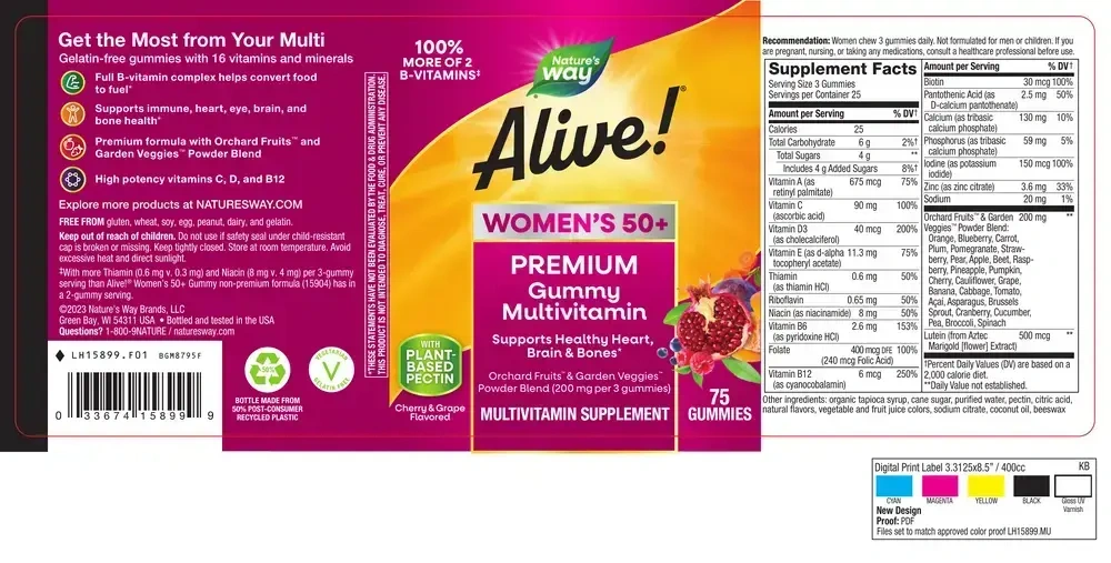 Product image for Alive Womens 50+ Premium Gummy Multi-Vitamin.