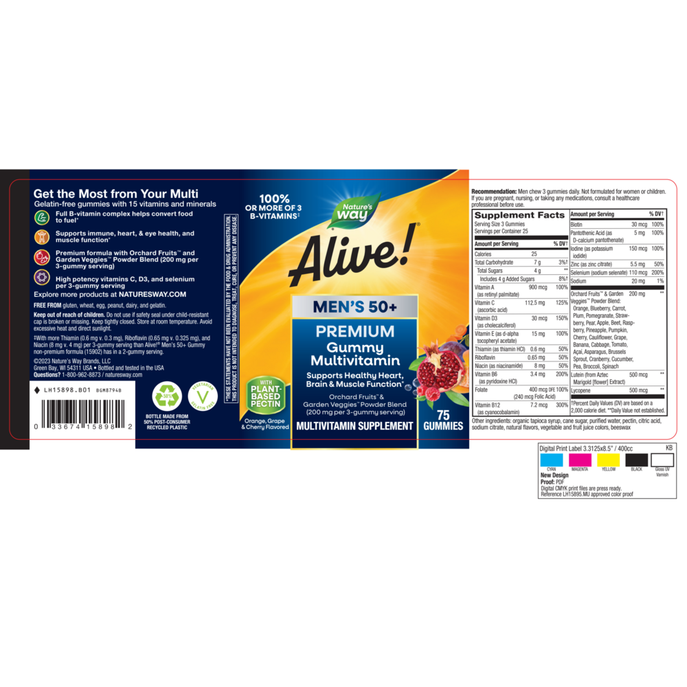 Product image for Alive Mens 50+ Premium Gummy Multi-Vitamin.