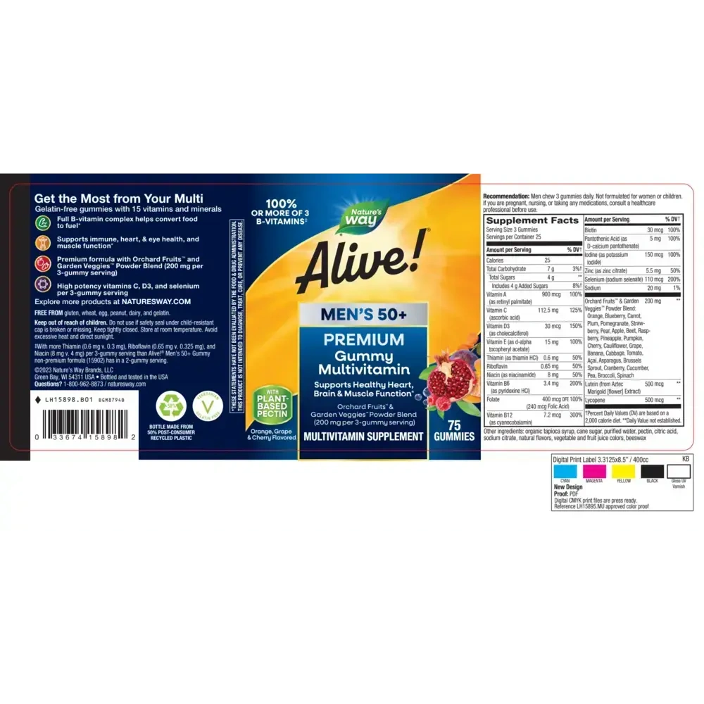 Product image for Alive Mens 50+ Premium Gummy Multi-Vitamin.