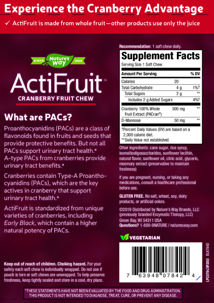 Product image for ActiFruit™ Cranberry Fruit Chew.