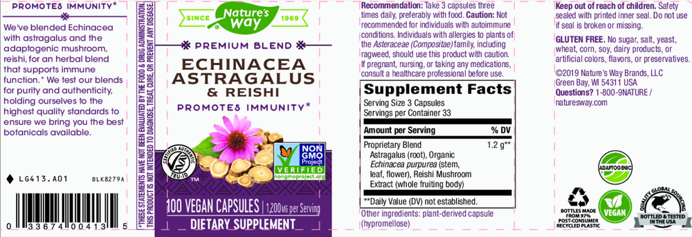Product image for Echinacea Astragalus &amp; Reishi.