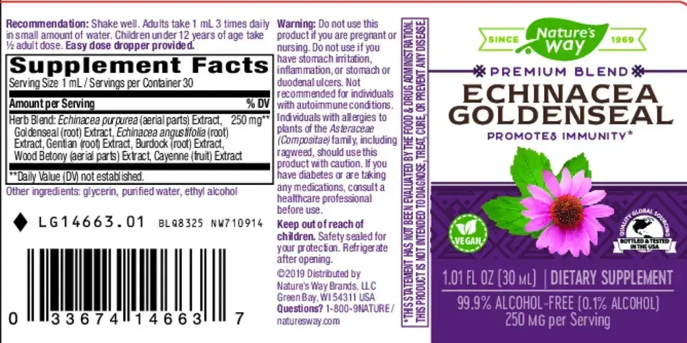 Product image for Echinacea Goldenseal Liquid.
