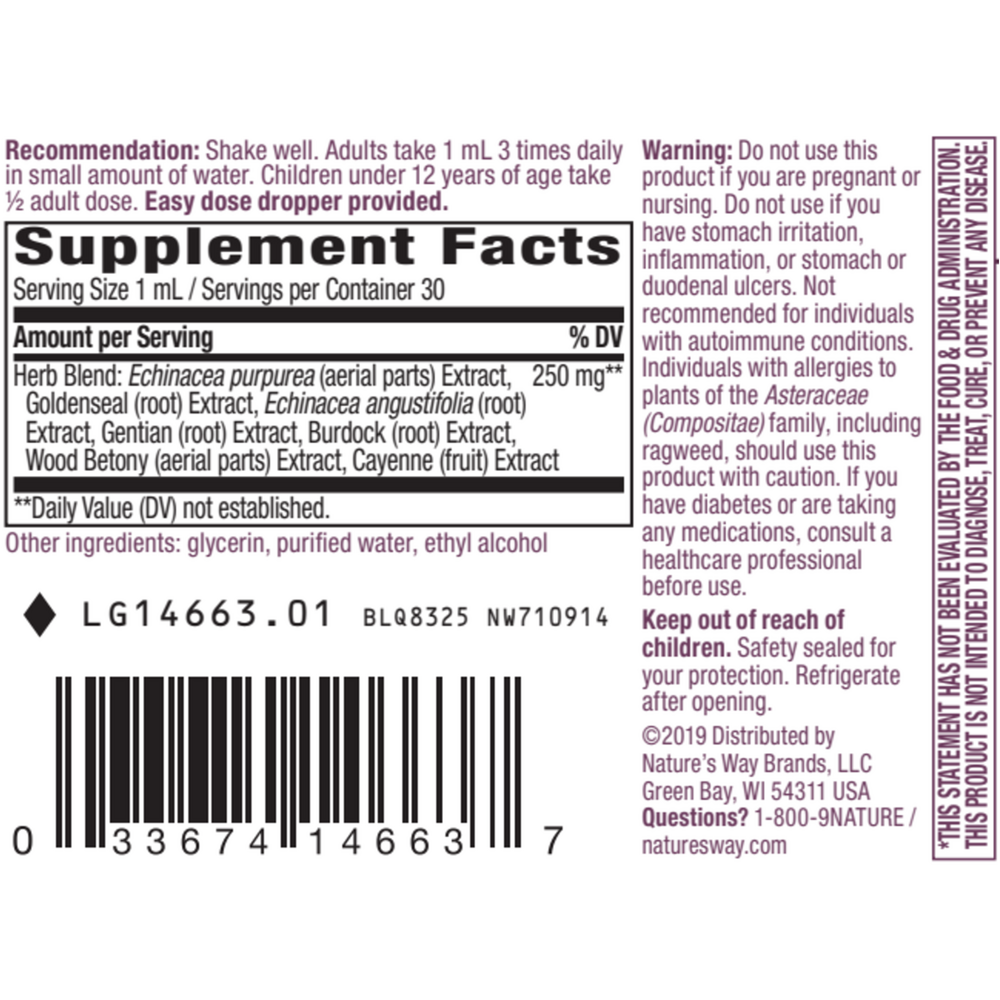 Product image for Echinacea Goldenseal Liquid.