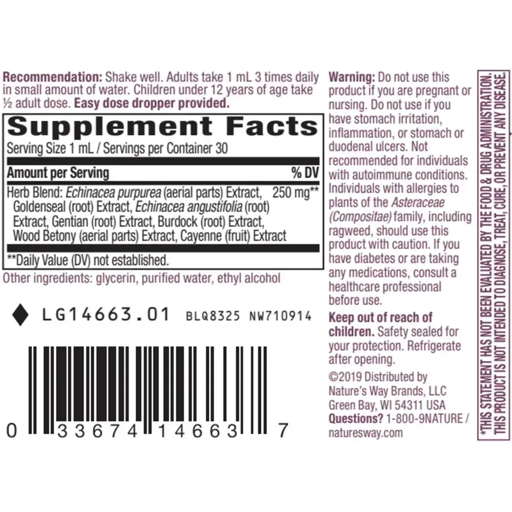 Product image for Echinacea Goldenseal Liquid.