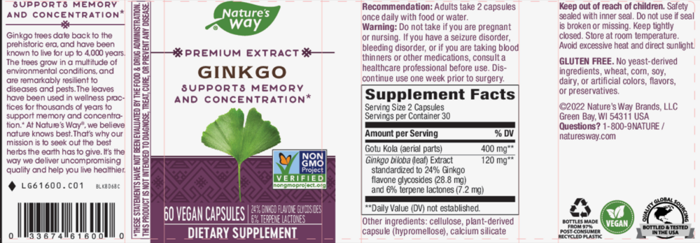 Product image for Ginkgo Standardized.