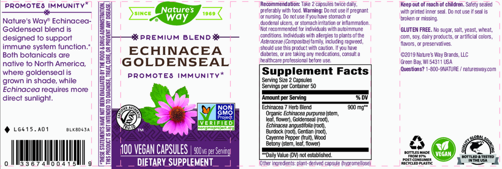 Product image for Echinacea Goldenseal.