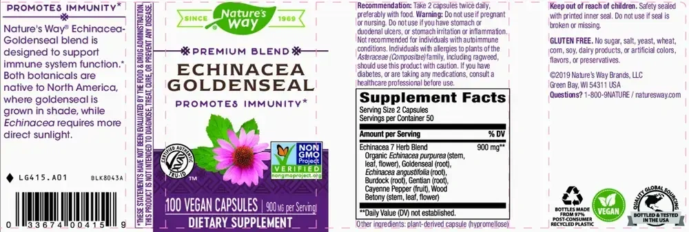Product image for Echinacea Goldenseal.