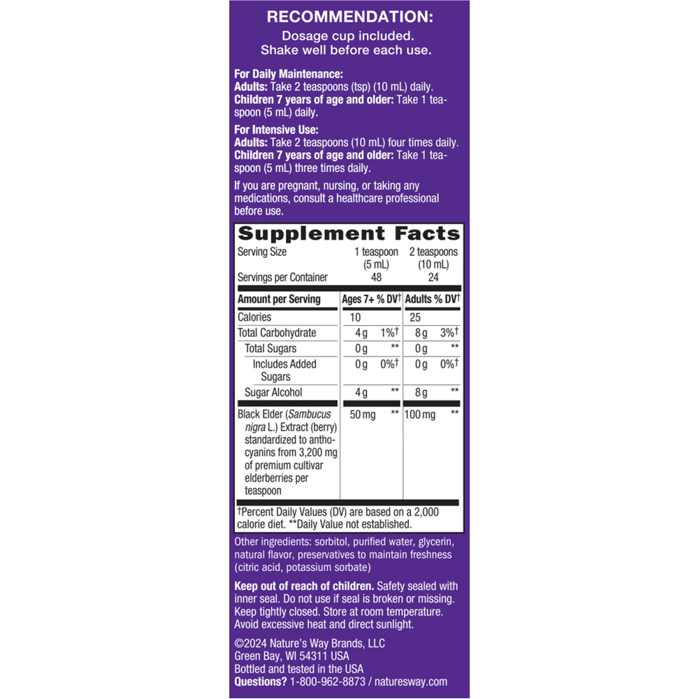 Product image for Sambucus Sugar-Free Syrup.