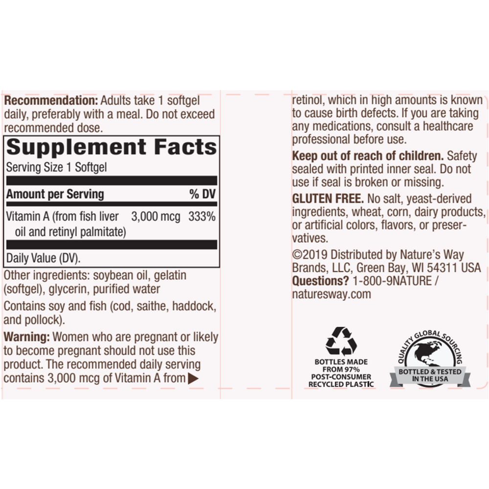 Product image for Vitamin A 3,000mcg.