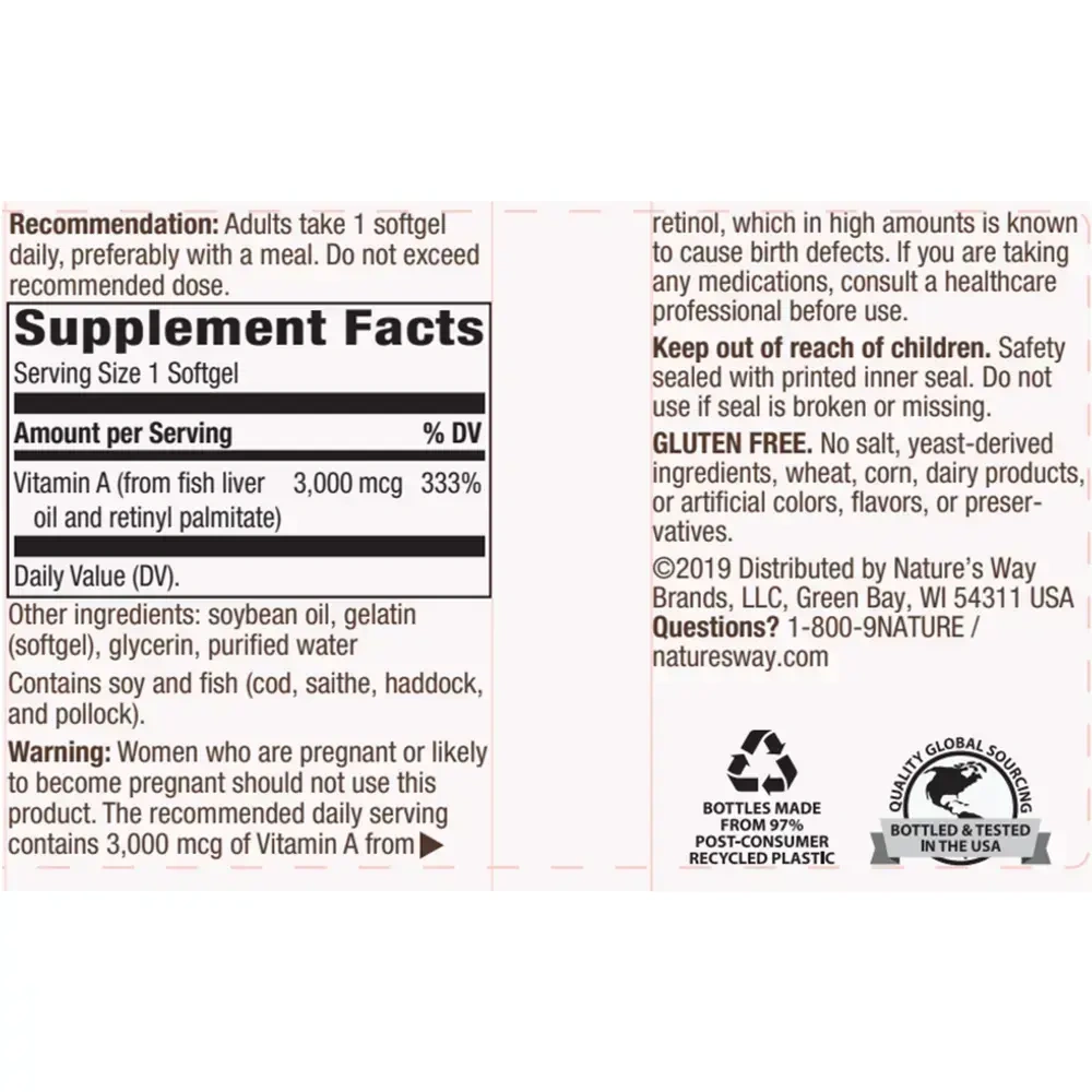 Product image for Vitamin A 3,000mcg.