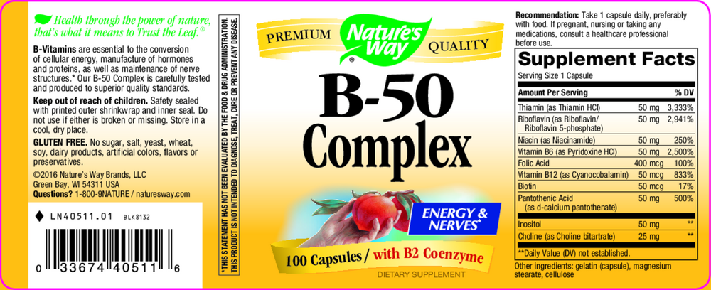 Product image for Vitamin B-50 Complex.