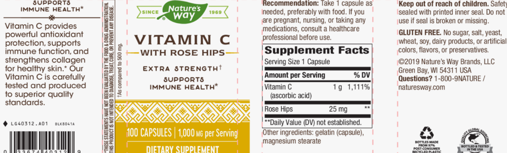 Product image for Vitamin C 1000mg with Rose Hips.