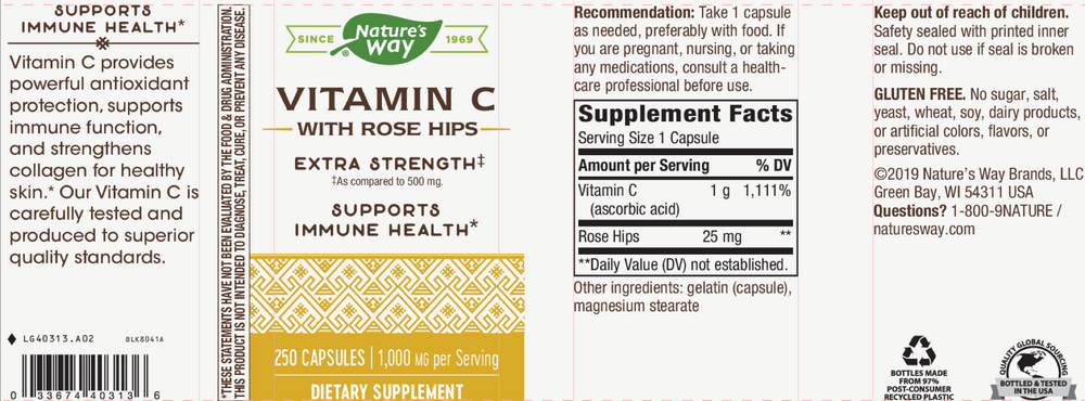 Product image for Vitamin C 1000mg with Rose Hips.