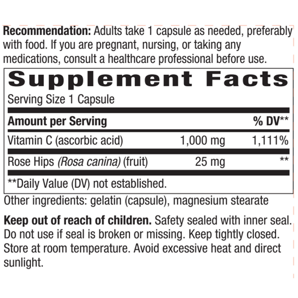 Product image for Vitamin C 1000mg with Rose Hips.