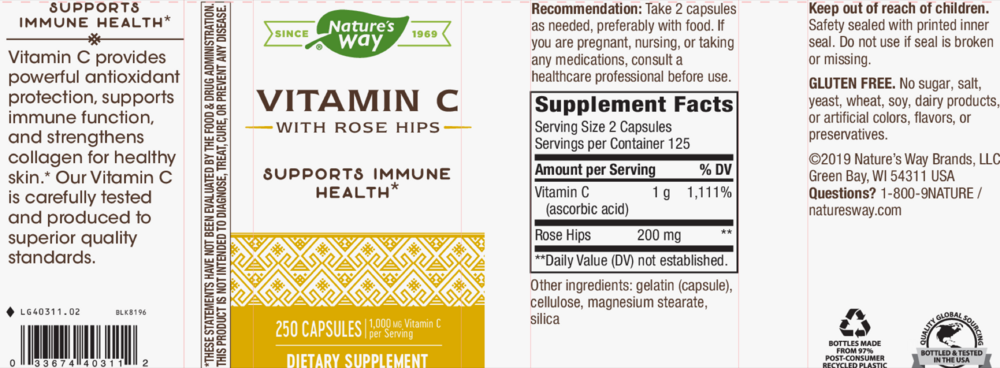 Product image for Vitamin C 500 with Rose Hips.