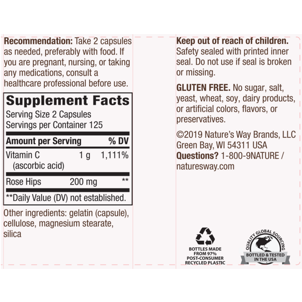 Product image for Vitamin C 500 with Rose Hips.