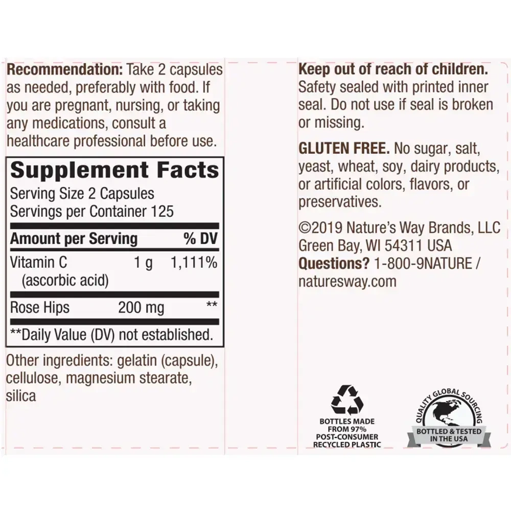 Product image for Vitamin C 500 with Rose Hips.