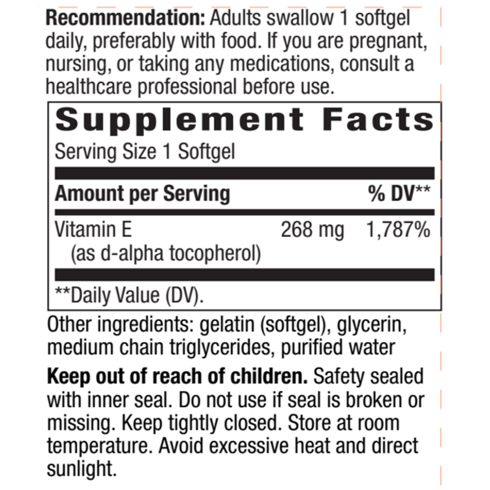 Product image for Vitamin E D-Alpha Tocopherol.