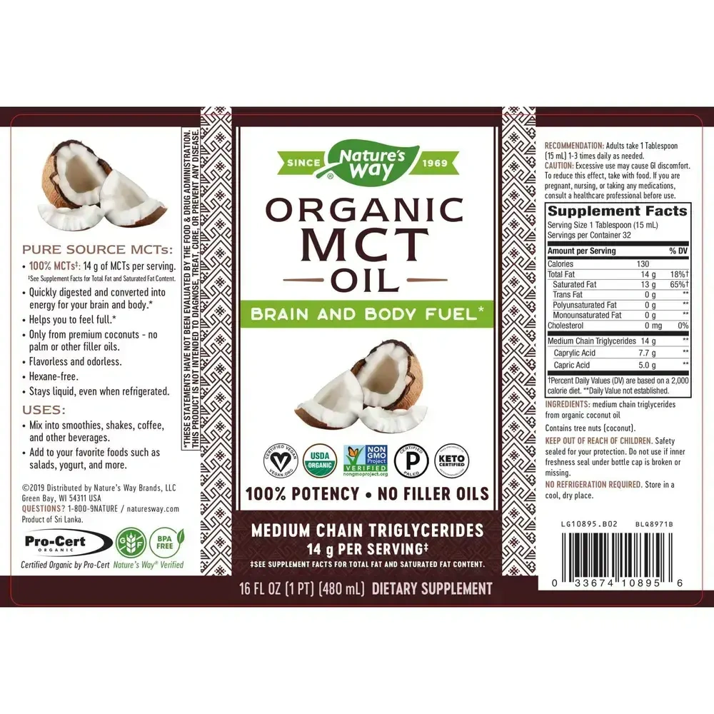 Product image for Organic MCT Oil.