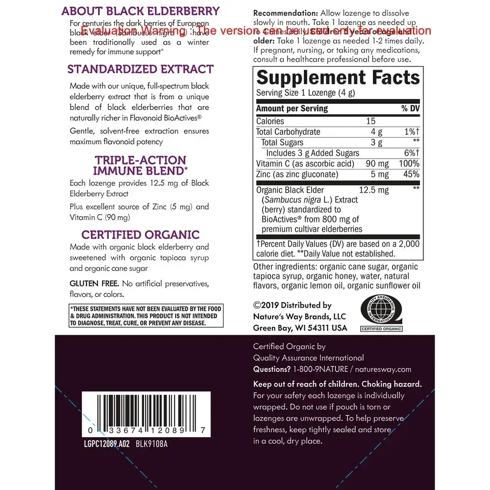 Product image for Sambucus Elderberry Zinc Lozenges, Honey Lemon.